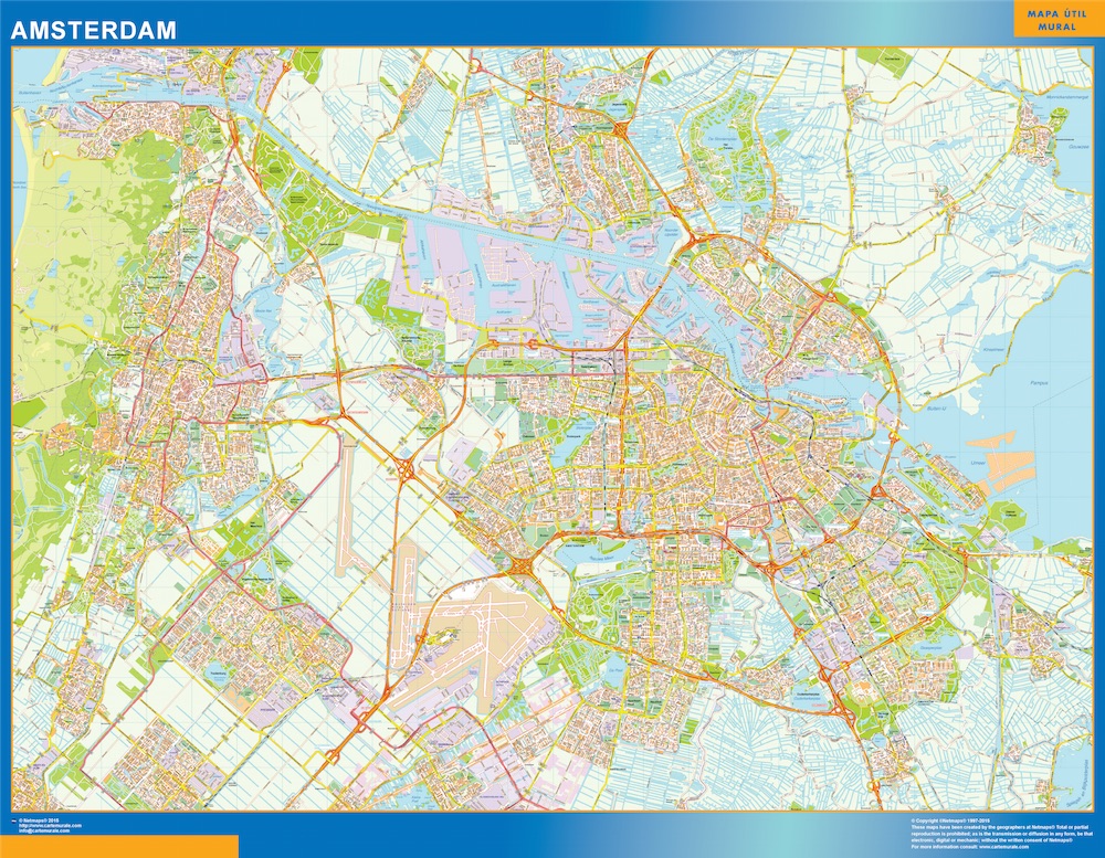 Amsterdam Map In Netherlands Wall Maps Of Countries For Europe