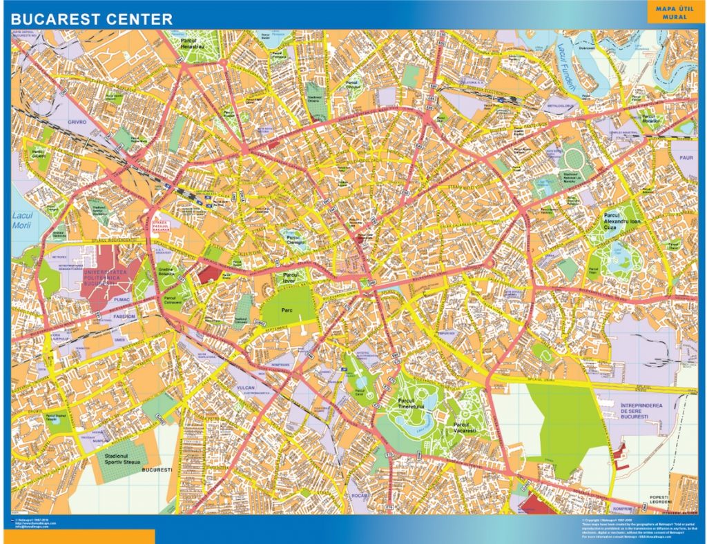 Bucarest downtown map | Wall maps of countries for Europe