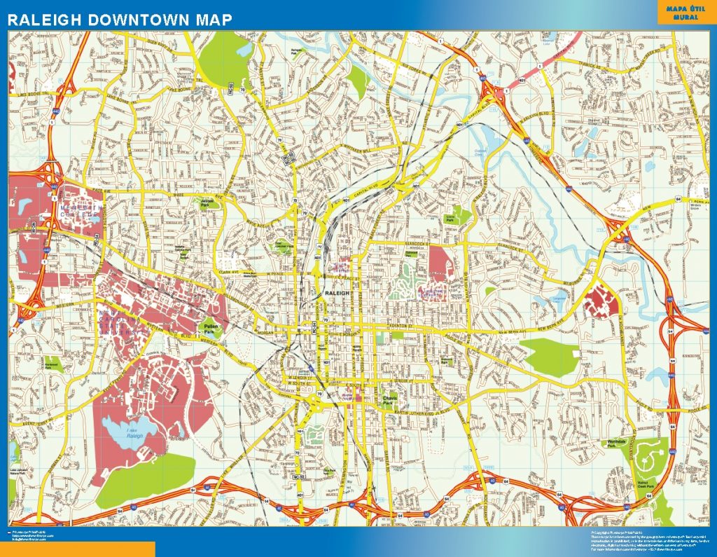 Raleigh downtown wall map | Wall maps of countries of the World
