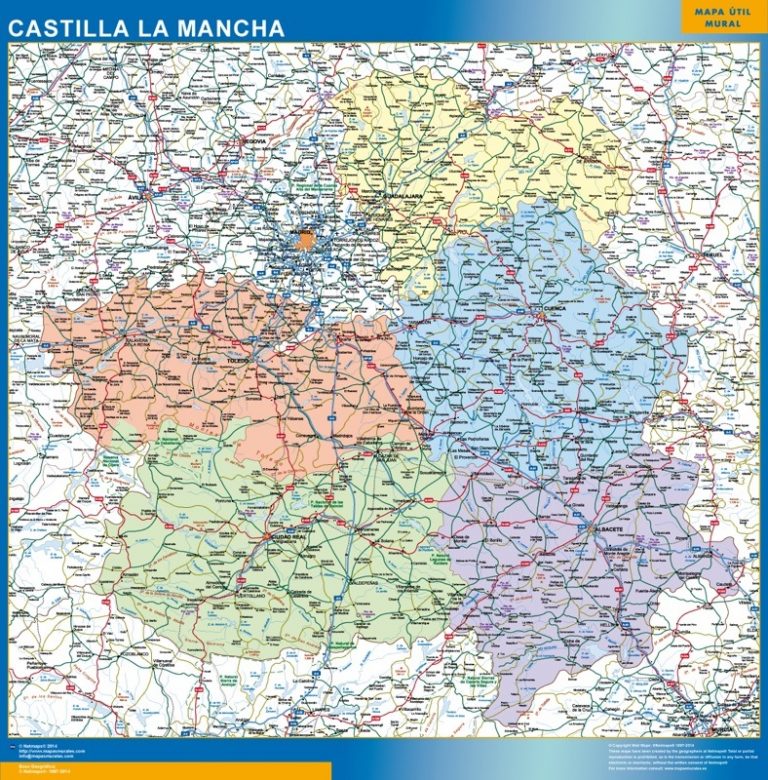 wall map of de Castilla La Mancha | Wall maps of countries of the World